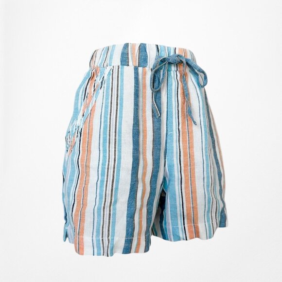 Blue High Low Rise Drawstring Relaxed Fit Summer Bermuda Style Shorts Size XS/S - Picture 6 of 7